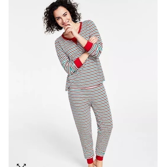 Family Pajamas Matching Women's Thermal Waffle Holiday Stripe Pajama Set XS - Picture 3 of 9